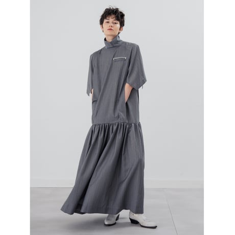 新品 19AW TACTOR タクター ロング シャツ コート 灰 210K▲ ウールライク スタンドカラーロングコート TINA：JOJUN 全3色｜tnj141