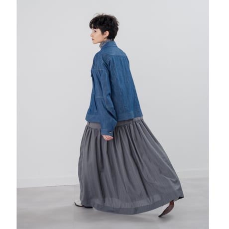 [TA-OP0046]GATHERED FLARE SQUARE SLEEVE DRESS