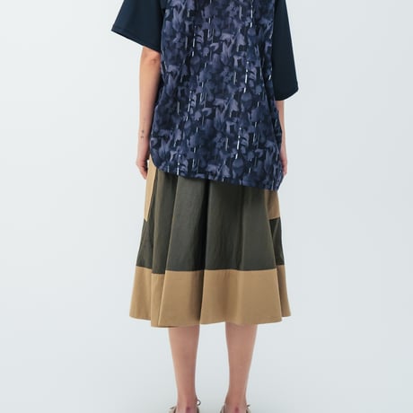 [TA-SK0030]bicolour flair skirt
