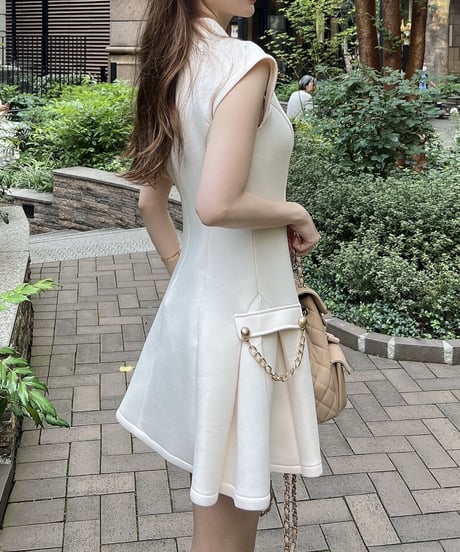 【再販】side chain short dress[off white]