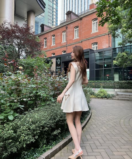 【再販】side chain short dress[off white]