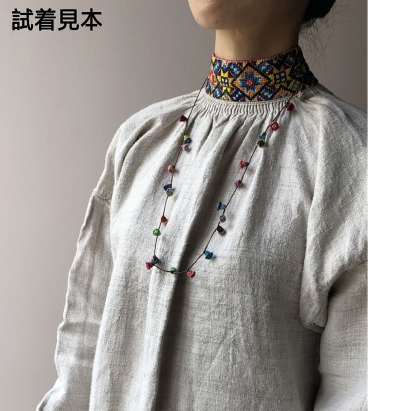 モロッコボタン ネックレス ブラウンミックス Moroccan button necklace