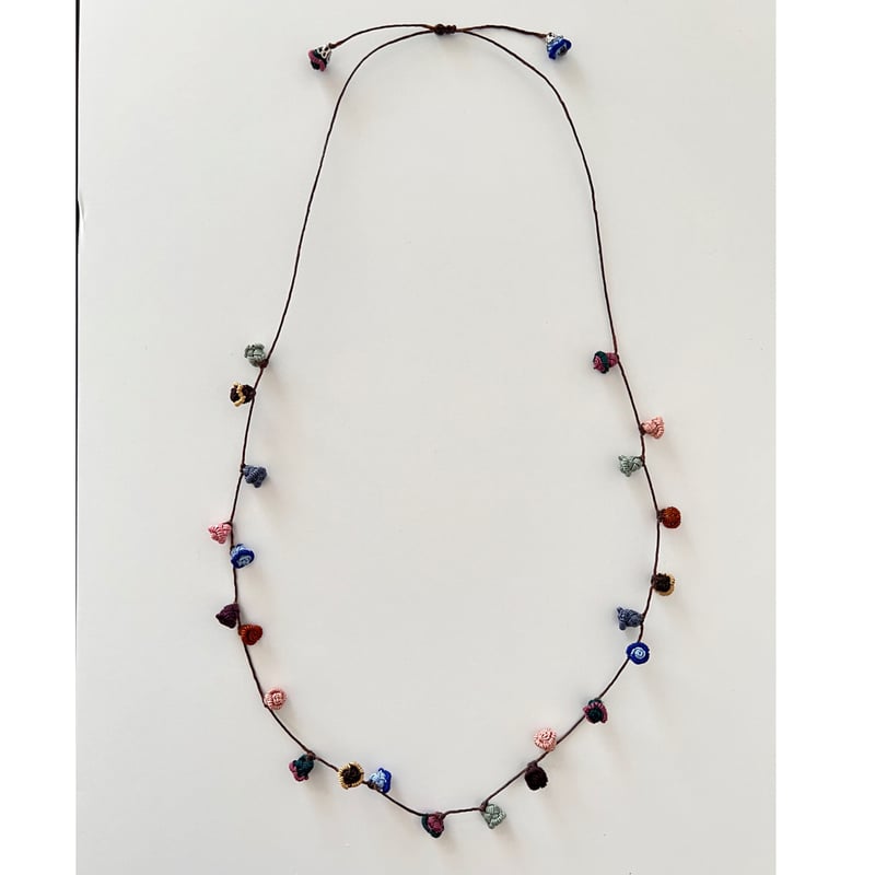 モロッコボタン ネックレス ブラウンミックス Moroccan button necklace