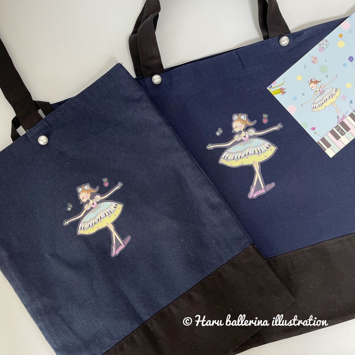 panda⭐︎ハンドメイド　レッスンバッグ　ピアノ　ブラック　ロイヤルブルー レッスンバッグ オブロング｜ 音楽雑貨のお店 MUSIC FOR LIVING