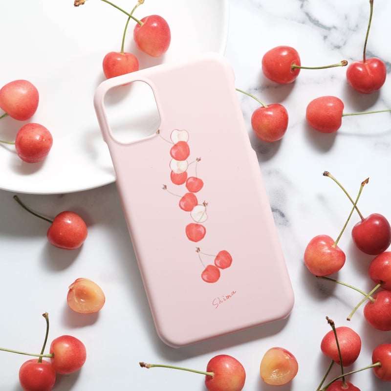 受注生産] iPhoneケース:さくらんぼ（淡いピンク） | Shima sweets