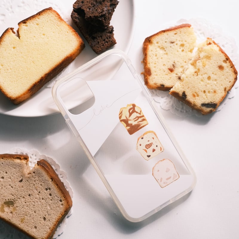 受注生産] iPhoneケース:3種のパウンドケーキ白（側面衝撃吸収