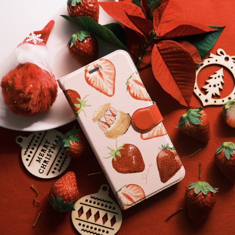 受注生産] iPhoneケース:イチゴのシュークリーム（手帳型） | Shima sweets
