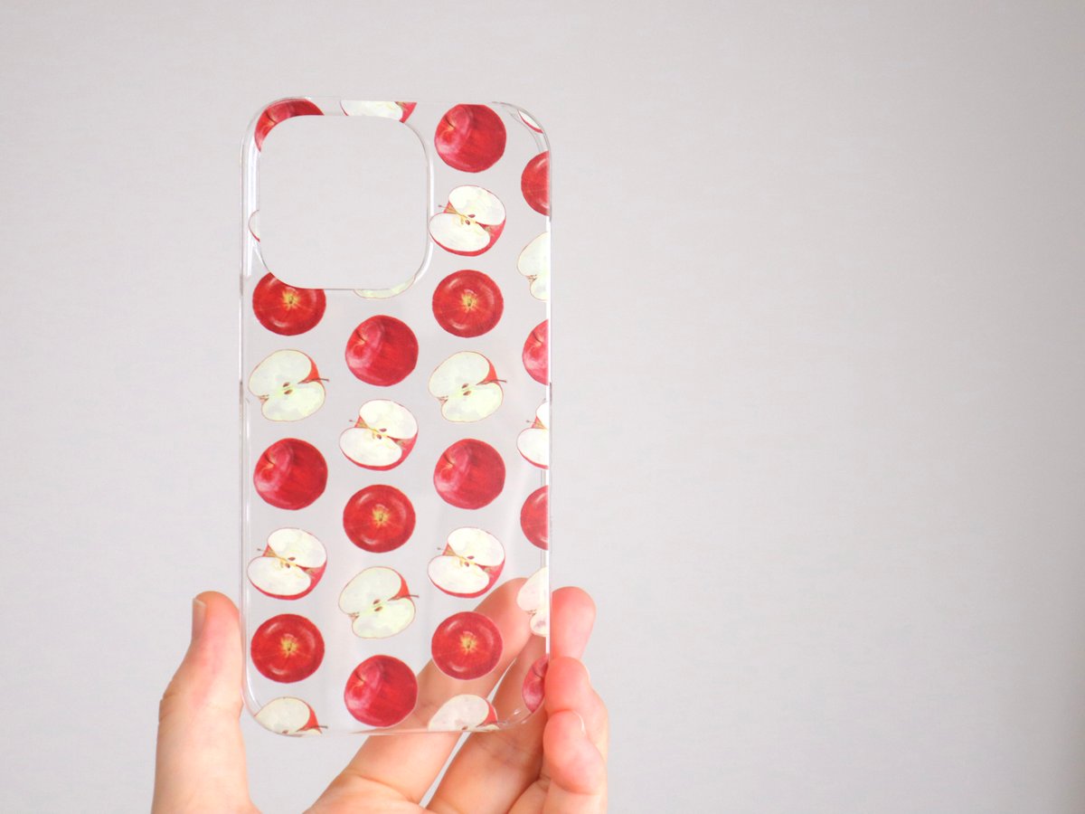 【中古】サンエックス PoteHamu 持ち手付きクリアケース りんご柄 レトロ 受注生産] iPhoneケース:リンゴ（クリアケース） | Shima sweets