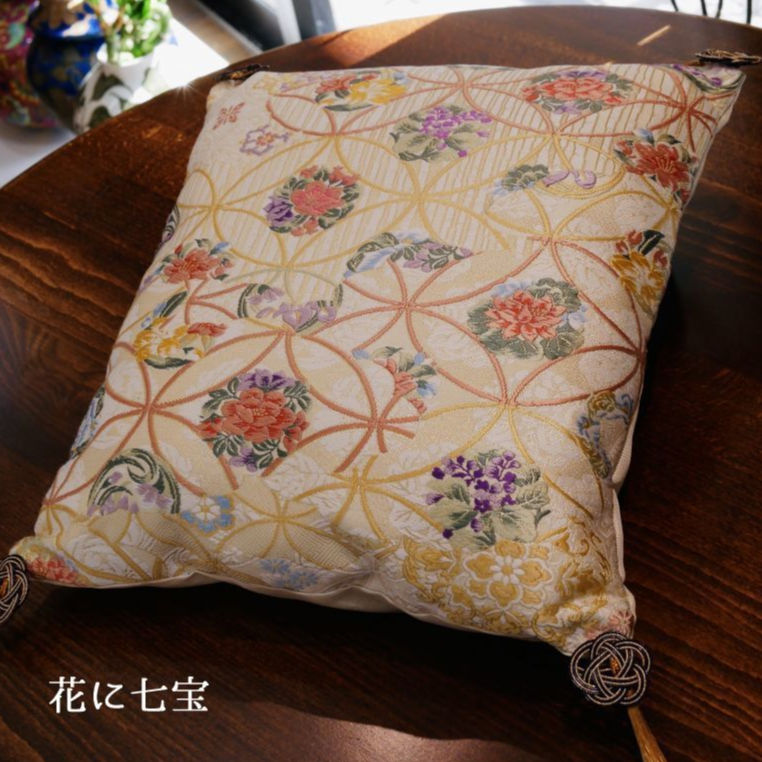 SR-52花柄帯53シマ帯　ピヨークッション✳︎ いちごママ original