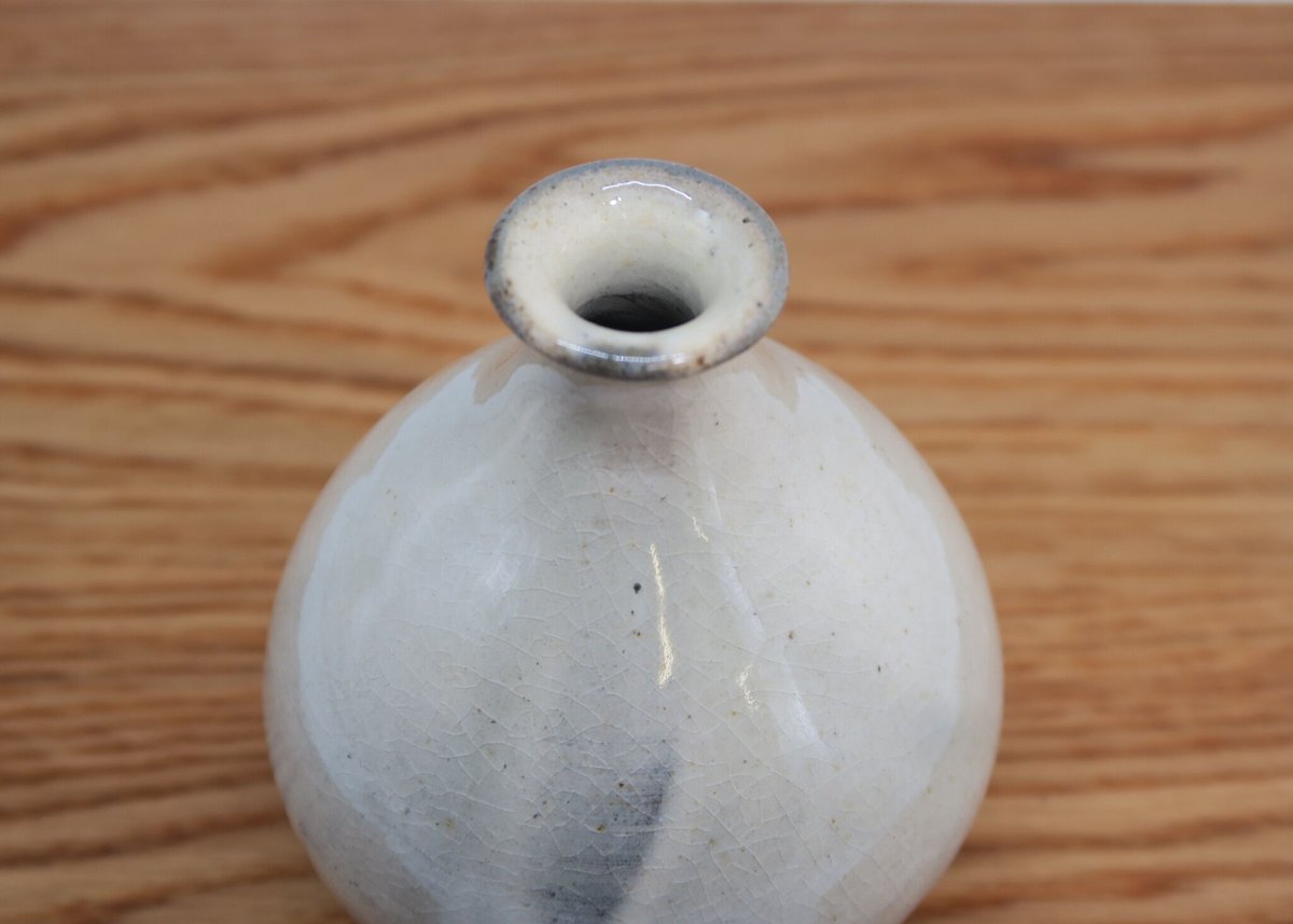 美品 唐津焼『粉引 面取花入』在銘 昭和レトロ 唐津焼 中里隆 唐津絵粉引湯呑み 素敵な器作家のうつわが