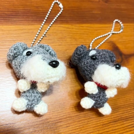 シュナウザーのバッグチャーム  カラビナ付き