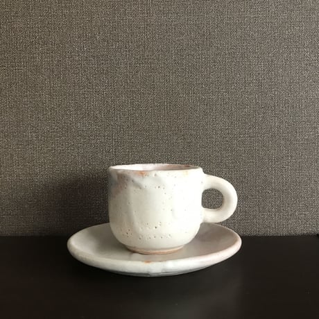 加藤健 志野 珈琲碗皿 カップ&ソーサー 2客セット 共箱 美濃焼 赤志野 ka-94a00.jpg