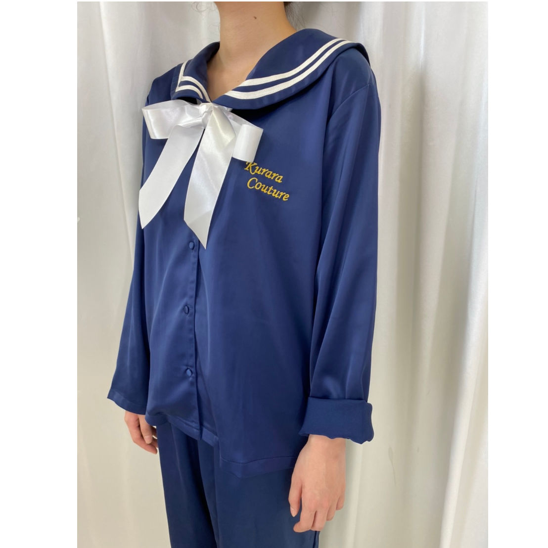 セーラー襟リボン付きフリースパジャマ セーラー襟リボン付きフリースパジャマ セーラー襟リボン付きフリース