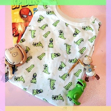 Rugrats レプター総柄Tシャツ🦖
