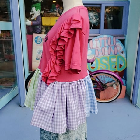 リメイクトップス🍓フリフリチェック