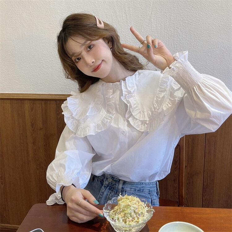 k*7様 新品未使用　フラメンコ　あいあい2段フリルポンポン付き袖　白ブラウス フラメンコ衣装あとりえあいあい テーラーメイド商品や各種小物