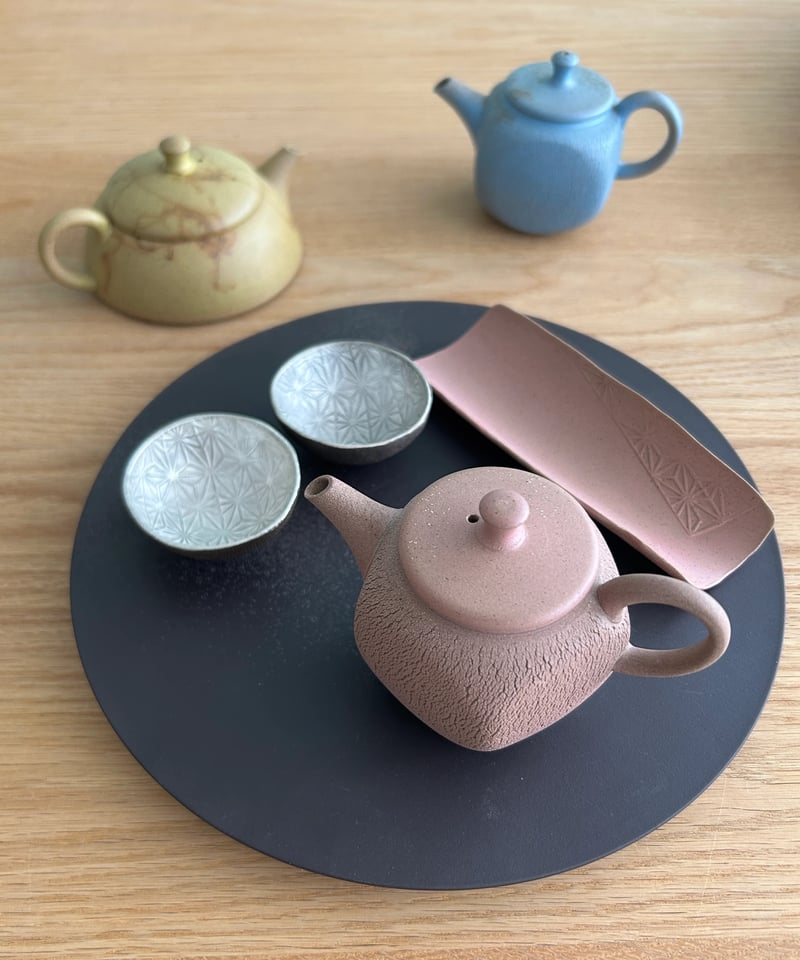 甚秋陶苑／嵐絞り印籠蓋茶壺5角形（桃色） | MWL STORE