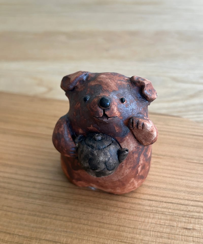 古陶器 犬の絡み 陶器 置物 ◯山 銘あり 山田陶苑 いぬと急須 置物 #121ー茶 | MWL STORE
