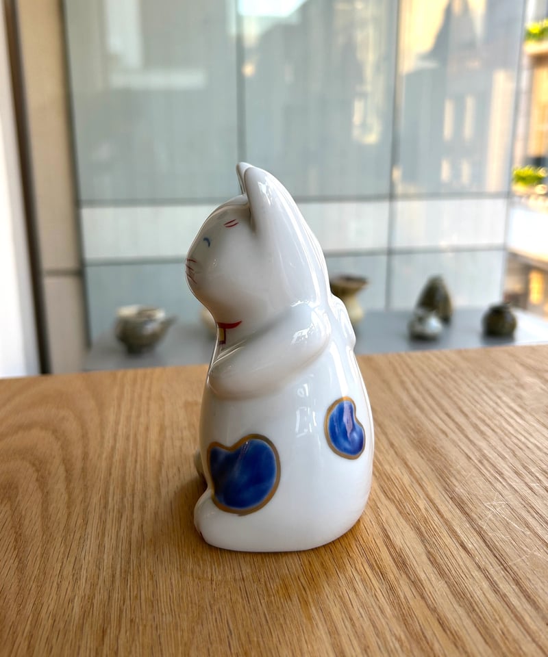福ねこ／まねき猫・白磁（青ぶち） | MWL STORE