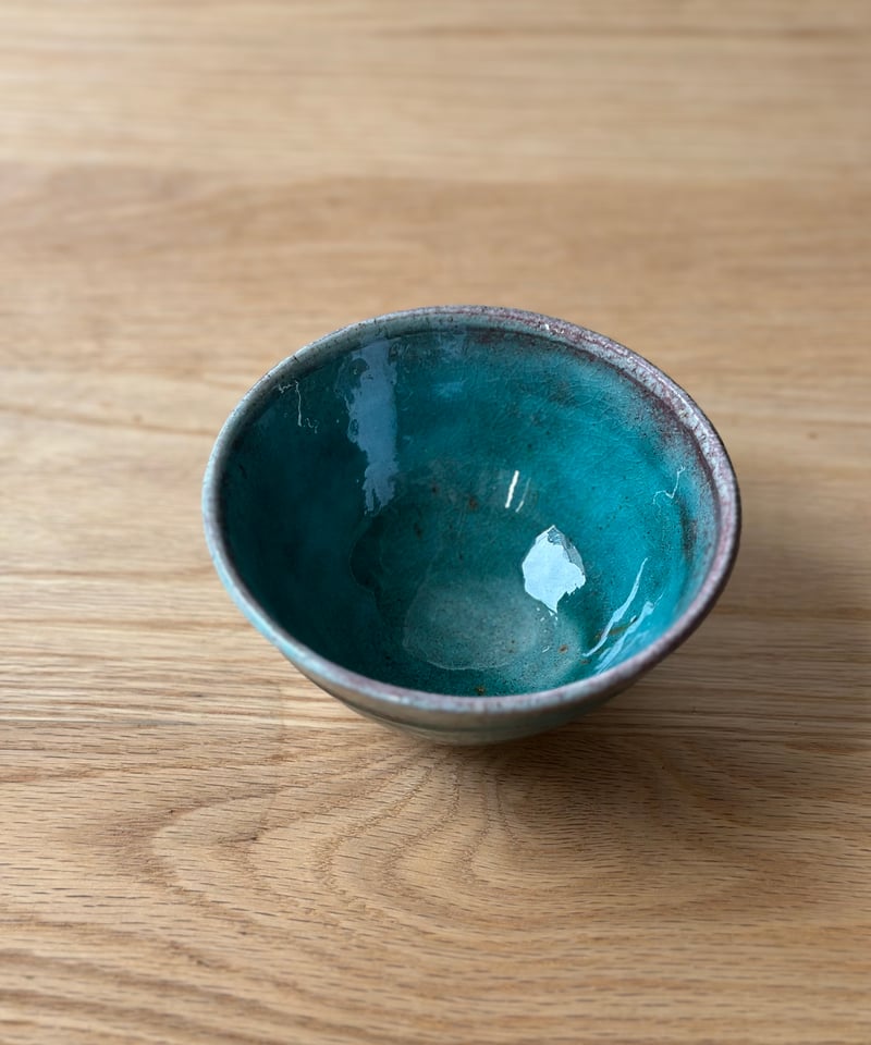 石堂陶芸 青釉 ターコイズブルー茶碗中＃238B | MWL STORE