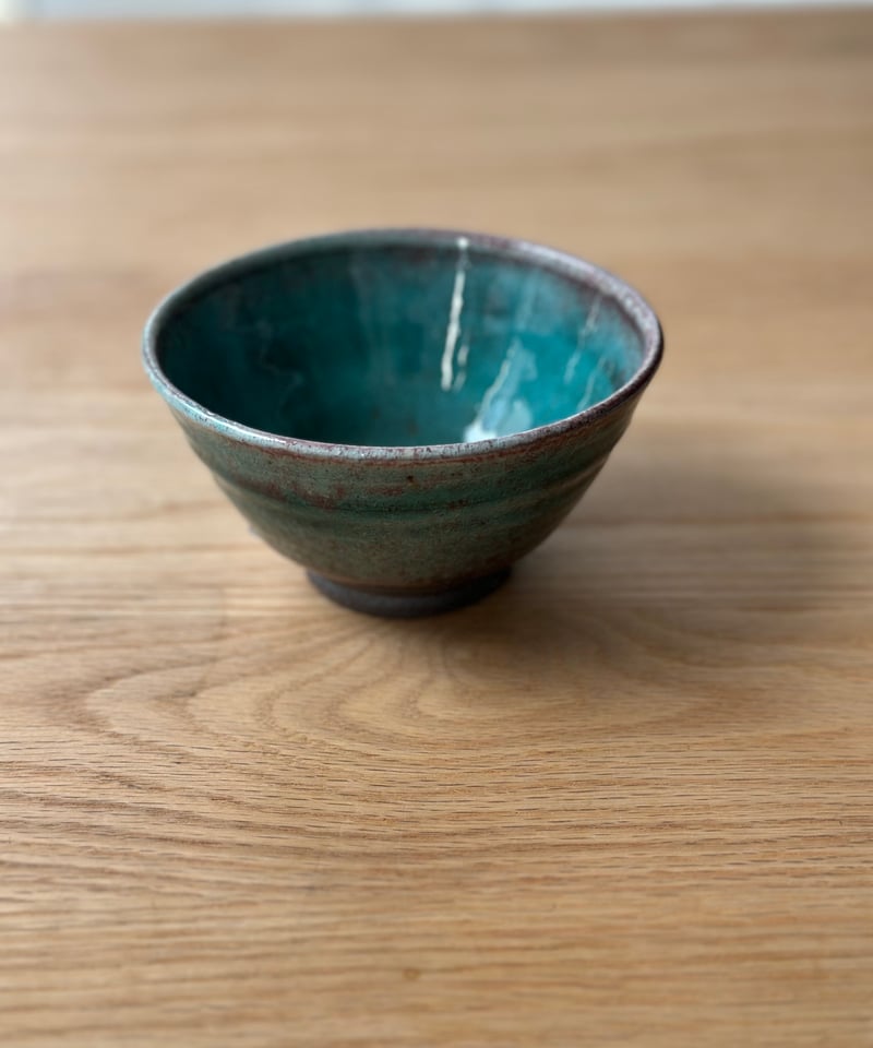 青い陶器製茶碗 砥部焼 お茶碗 陶器 和風 夫婦茶碗 鳥 ボウル 小鉢 手作り 窯元