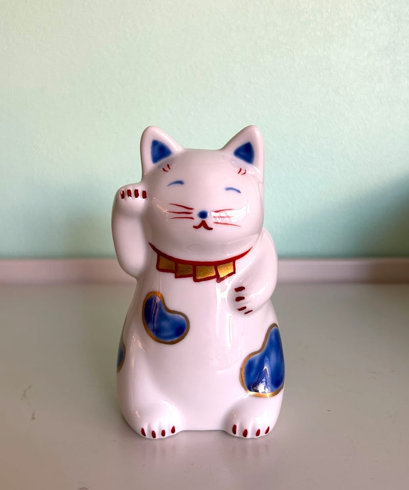 福ねこ／まねき猫・白磁（青ぶち） | MWL STORE