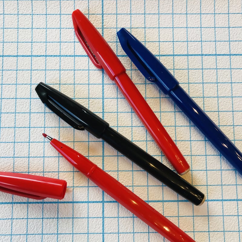 ベン・アイン　直筆サイン『O-red』シルクスクリーン 2015年 0127B ぺんてる 筆タッチサインペン 24色セット SES15C-24ST 1個