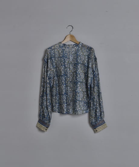 【LIMITED EDITION】 WONDER FULL LIFE /  block print＜PUFF SLEEVE BLOUSE_7＞