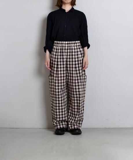 TOAST / Check Linen Cotton Trousers
