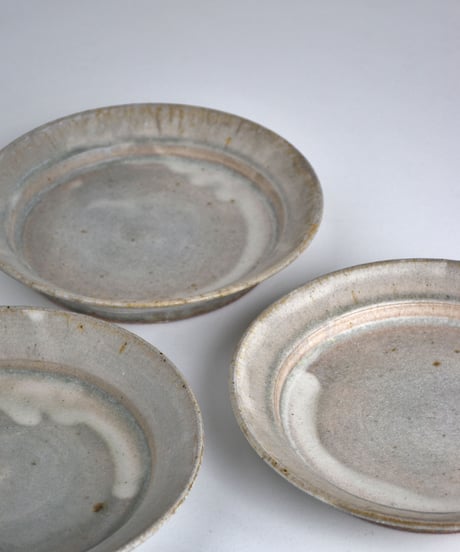 未使用 八木橋昇粉引マット段皿4枚セット 信楽焼