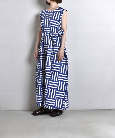 TOAST / Block Print Patchwork Stripe Dress