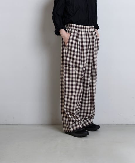 TOAST / Check Linen Cotton Trousers