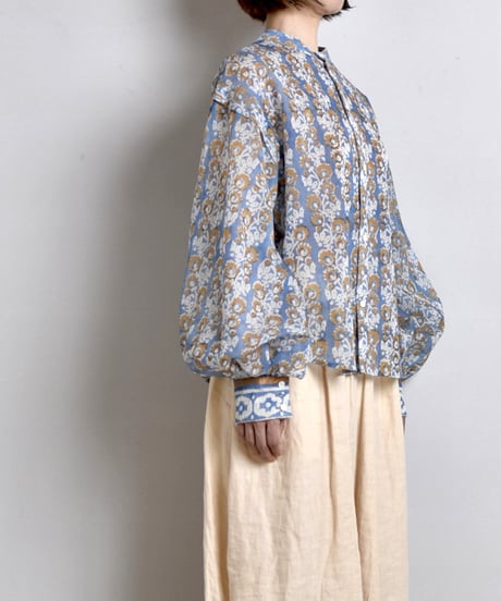 【LIMITED EDITION】 WONDER FULL LIFE /  block print＜PUFF SLEEVE BLOUSE_2＞