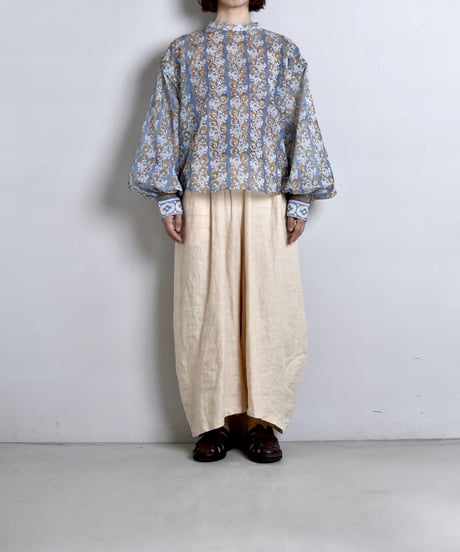 【LIMITED EDITION】 WONDER FULL LIFE /  block print＜PUFF SLEEVE BLOUSE_2＞