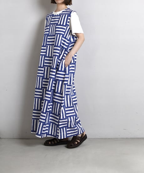 TOAST / Block Print Patchwork Stripe Dress