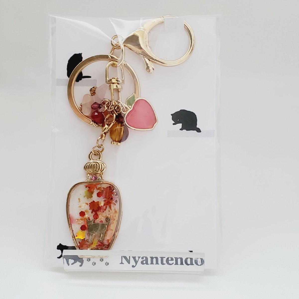 キーホルダー（ムーンストーン6月/ローズクォーツ10月） | 猫処またたび亭