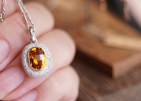 Aube　シトリン　K18YG×silverネックレス  50㎝