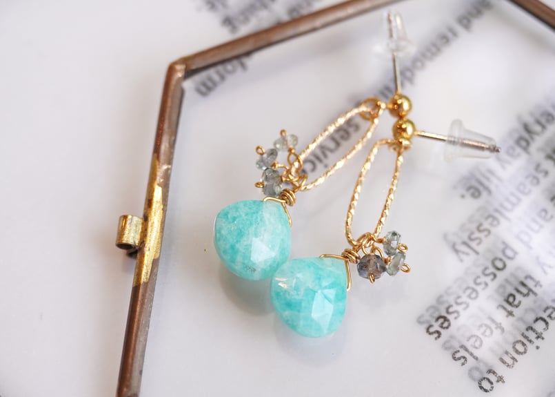アマゾナイト、グリーンサファイア ピアス | zuro jewelry