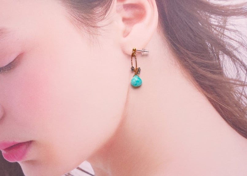 アマゾナイト、グリーンサファイア ピアス | zuro jewelry