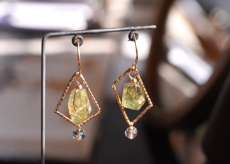 モスアゲート　ドゥルージー　コーネルピン　14kgfピアス グリーンガーネット ループk14GFフックピアス | zuro jewelry