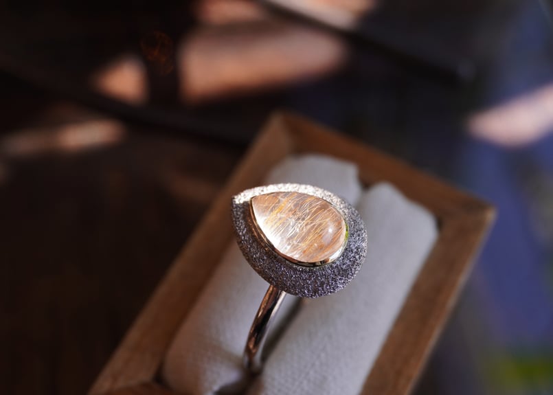 Aube ルチルクォーツ k18YG×SILVERリング | zuro jewelry