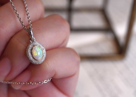 Aube　オパール　K18YG×silverネックレス  40㎝