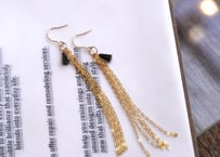 ブラックスピネル　タッセルｋ14GFフックピアス