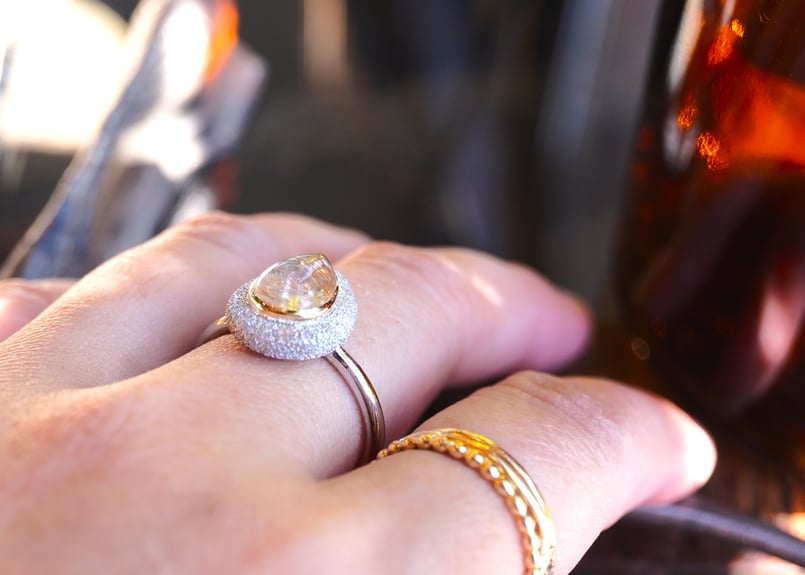 Aube ルチルクォーツ k18YG×SILVERリング | zuro jewelry