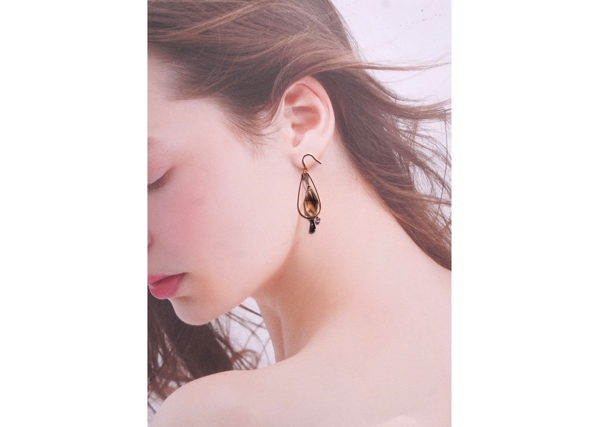 レモンスモーキークォーツ、ブラックスピネル、タンザナイト k14GF