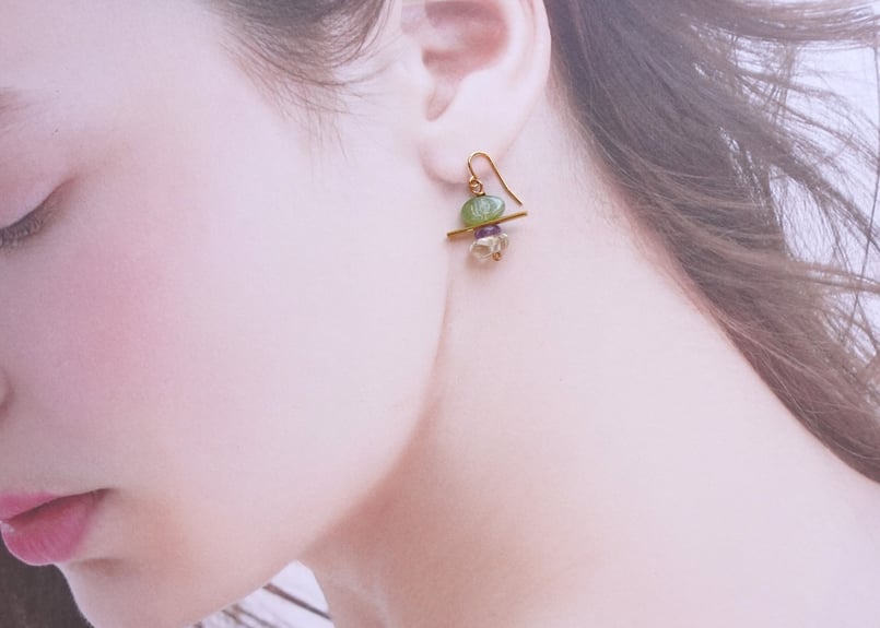 ペリドット、レモンクォーツ フックピアス | zuro jewelry