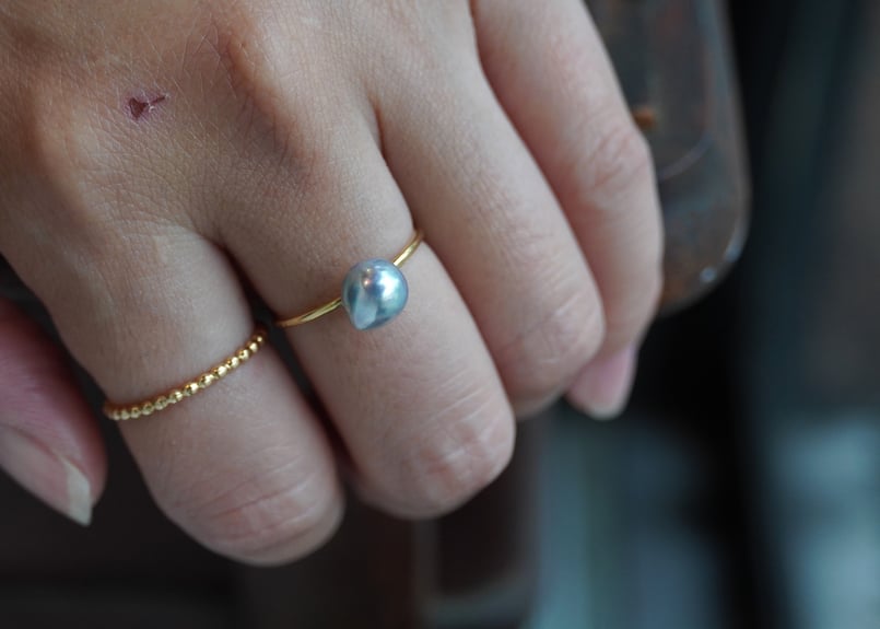 あこや真珠グレーバロック K18YGリング (N-S115 | zuro jewelry
