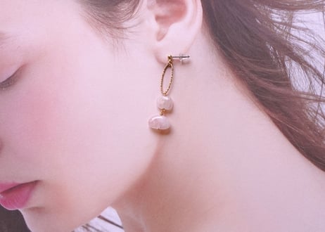 ピンクベリル　 ループピアス