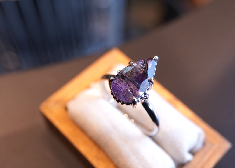 GSTV アメジスト トルマリンリング La brillante K18WGピンクトルマリン アメジストフラワーリング 静岡県三島市