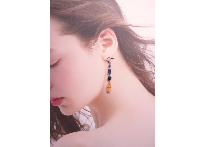 アンデスオパール、カイヤナイト、シトリン ピアス | zuro jewelry